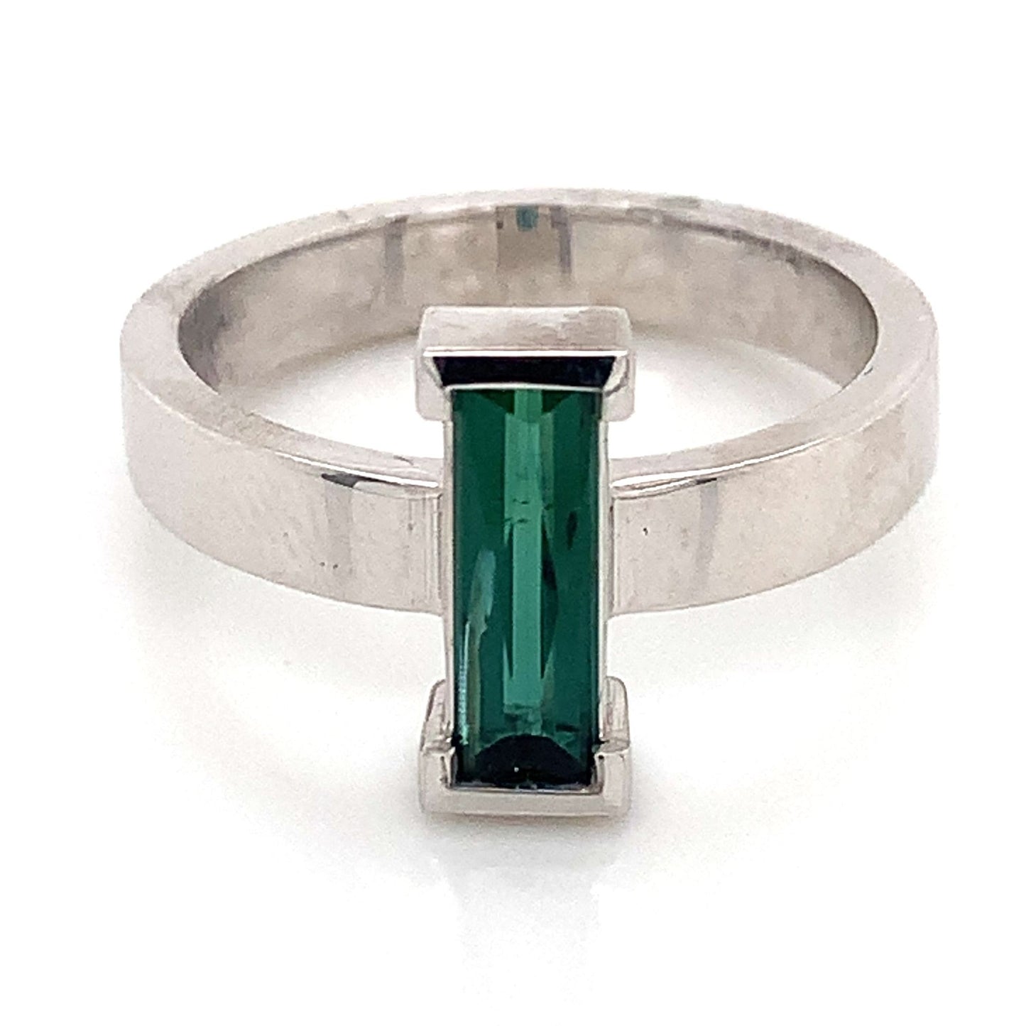 Custom White Gold Green Tourmaline Ring