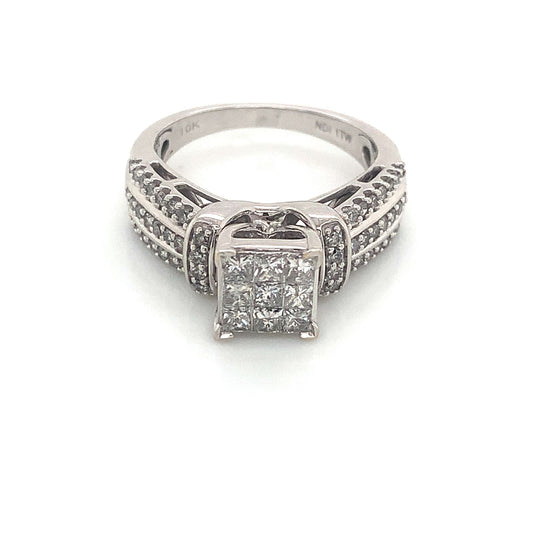 White Gold Square Princess Cut Diamond Ring
