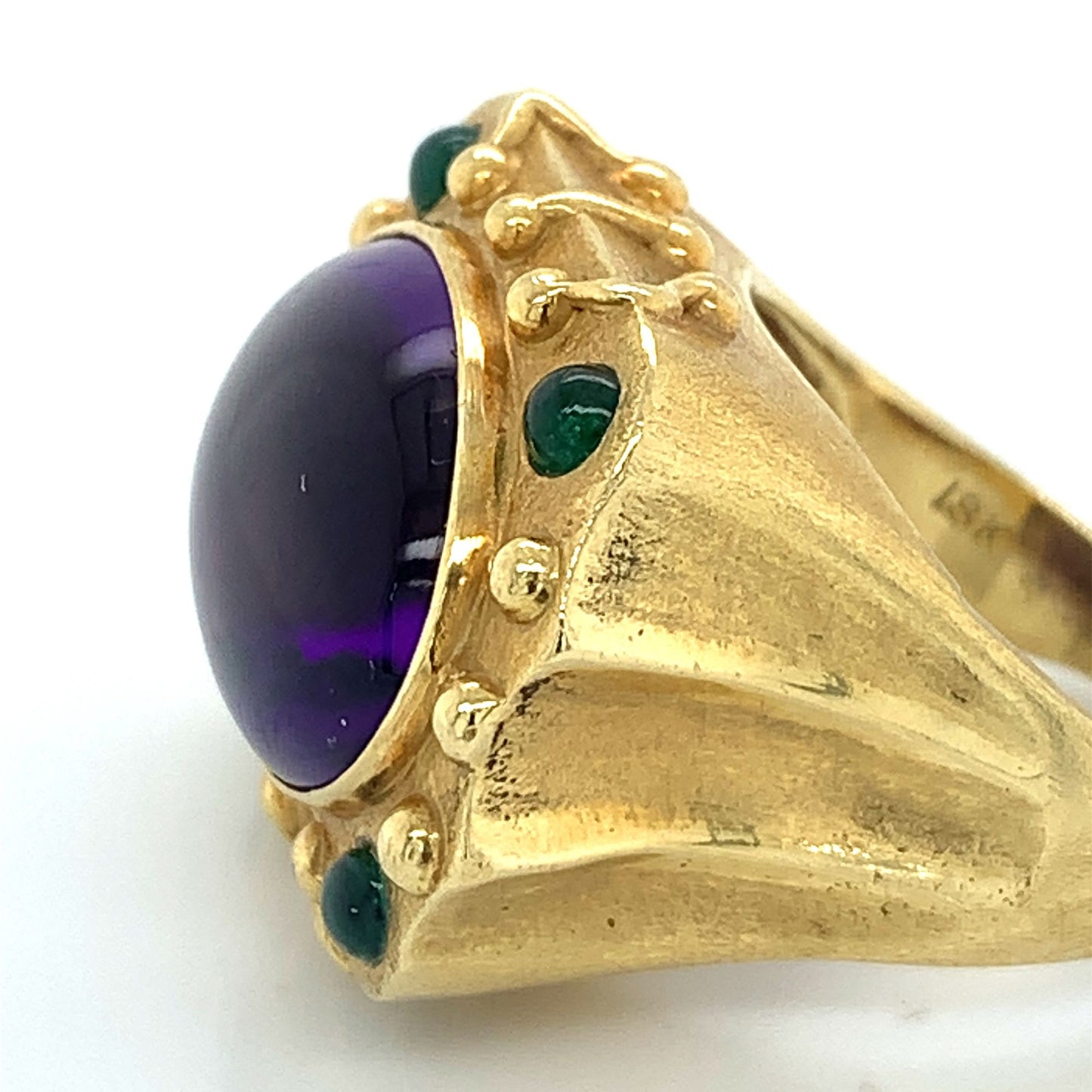 18K Amethyst and Emerald Ring