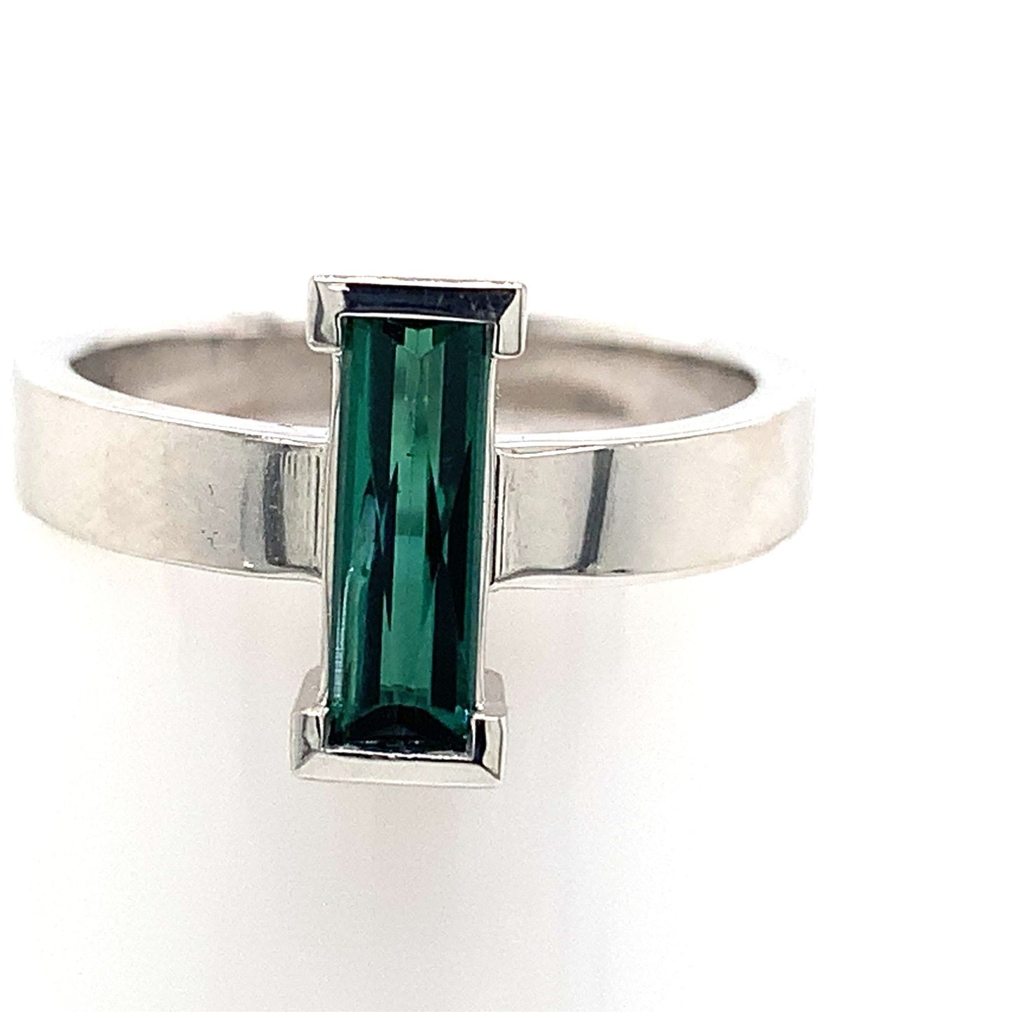Custom White Gold Green Tourmaline Ring
