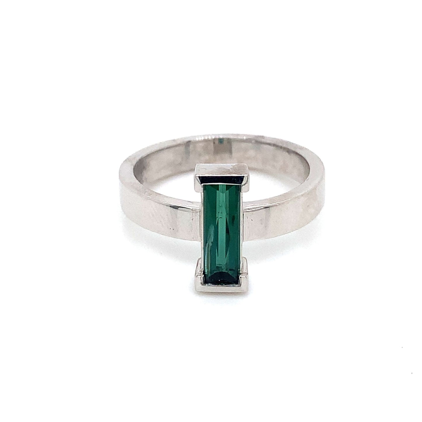 Custom White Gold Green Tourmaline Ring