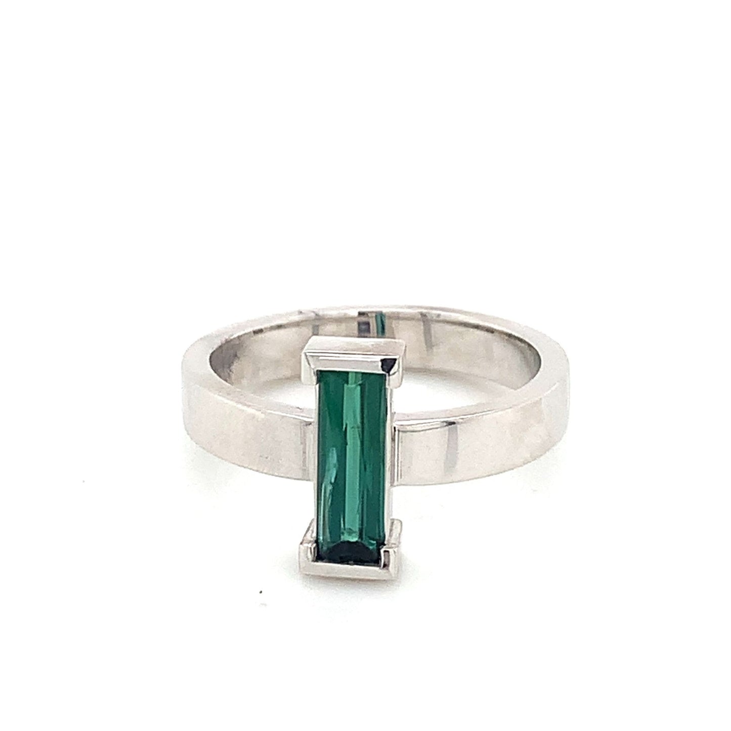 Custom White Gold Green Tourmaline Ring