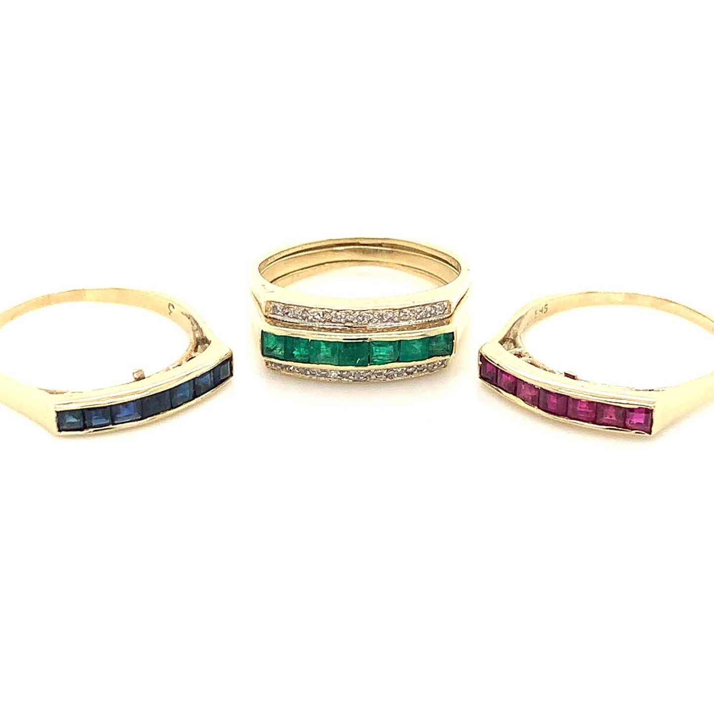 Interchangeable Emerald, Sapphire, and Ruby 3-Ring Set