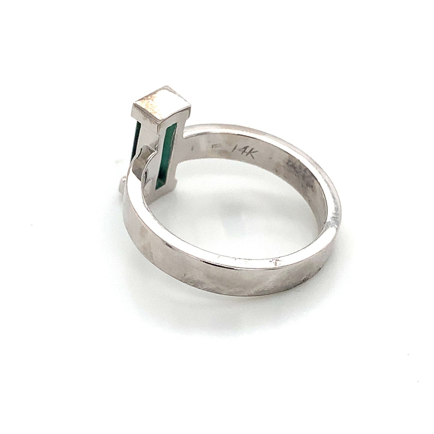 Custom White Gold Green Tourmaline Ring