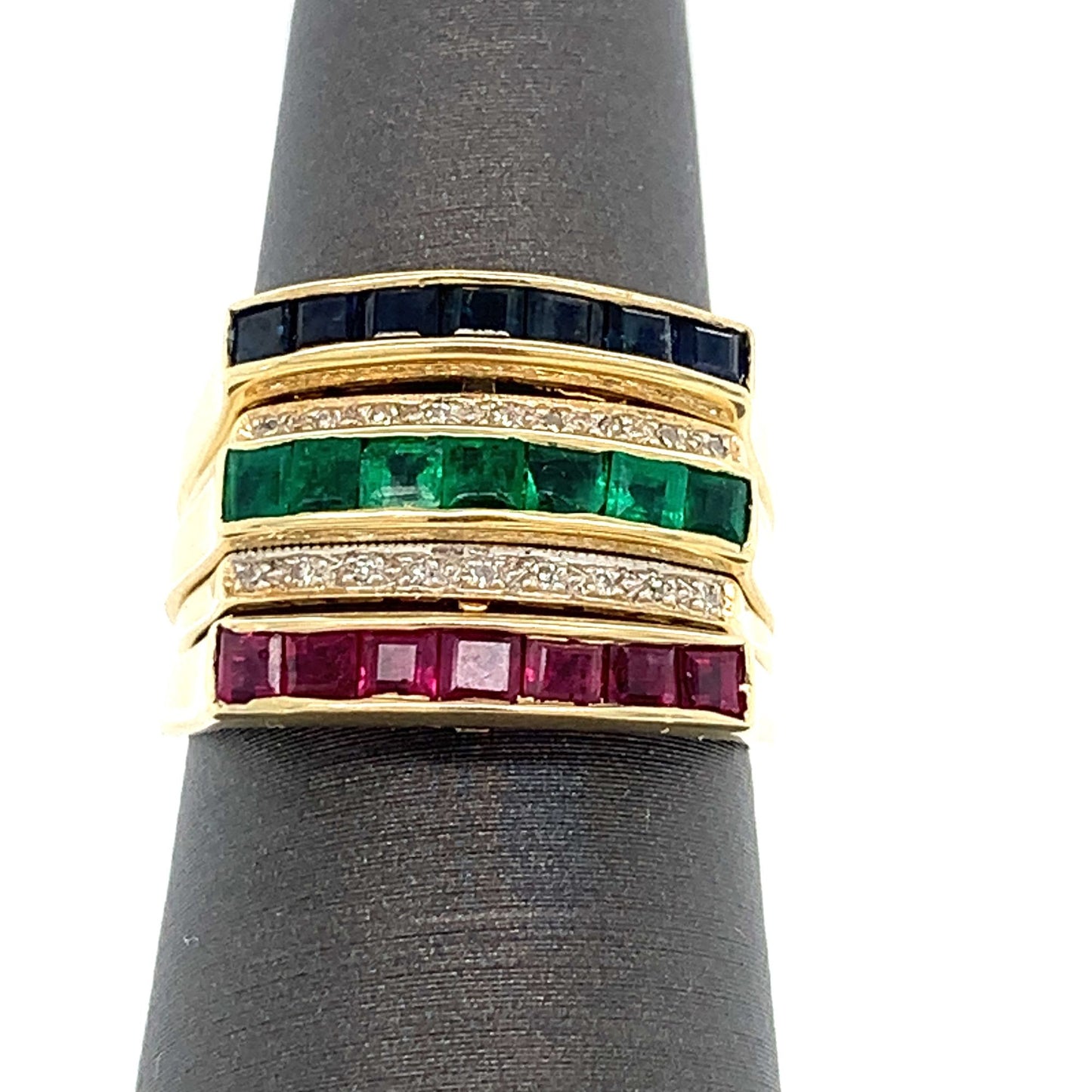 Interchangeable Emerald, Sapphire, and Ruby 3-Ring Set