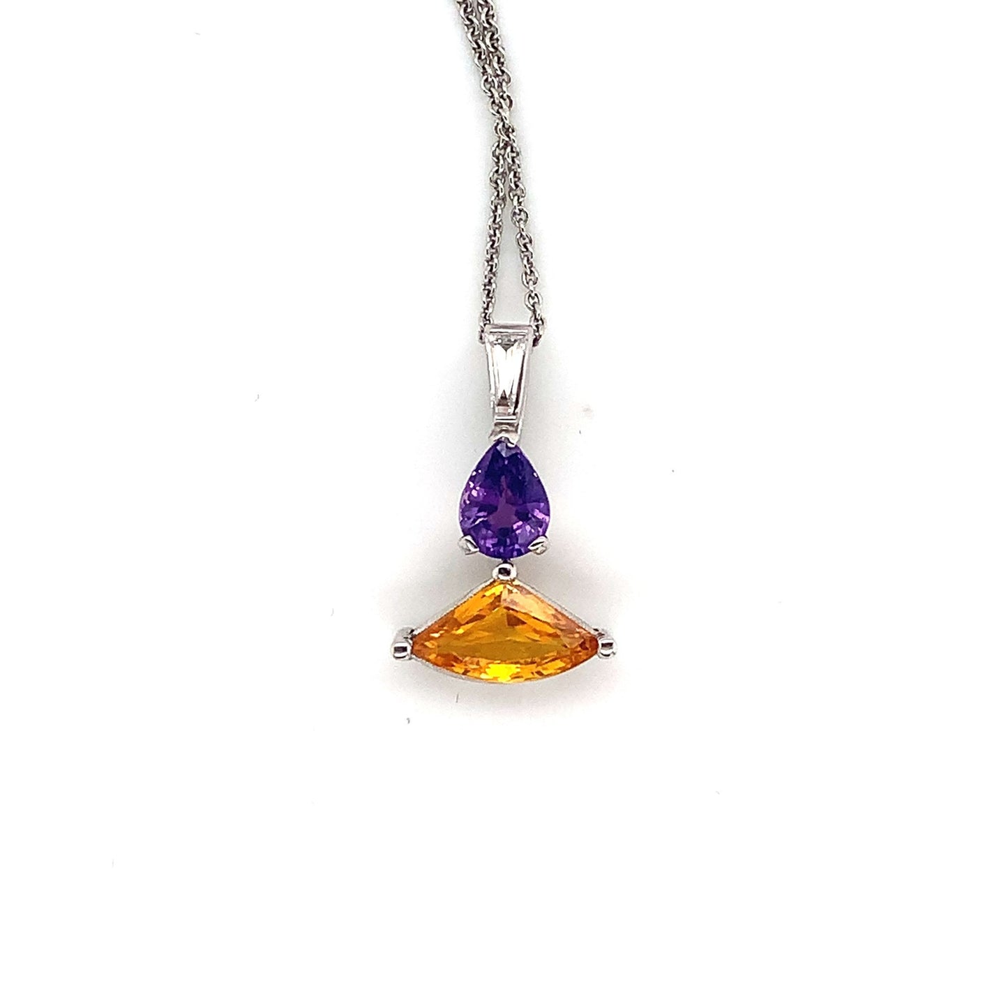 Natural Yellow and Purple Sapphire and Diamond Necklace