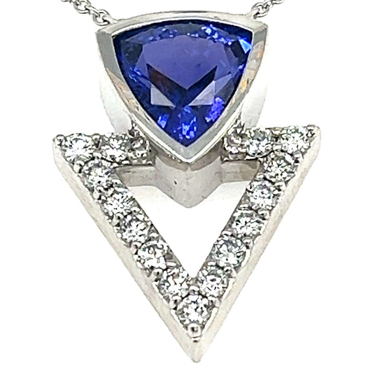 14K Custom Tanzanite and Diamond Necklace
