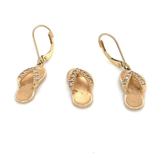 Diamond Sandals Earring and Necklace Set