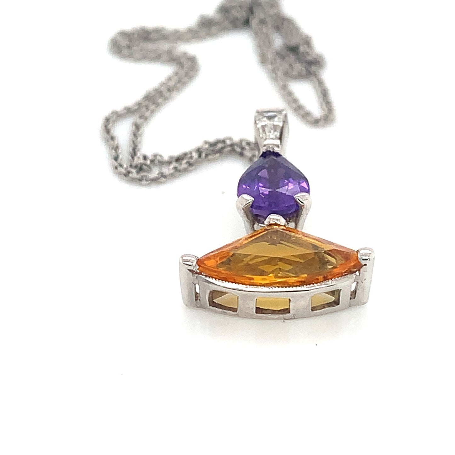 Natural Yellow and Purple Sapphire and Diamond Necklace