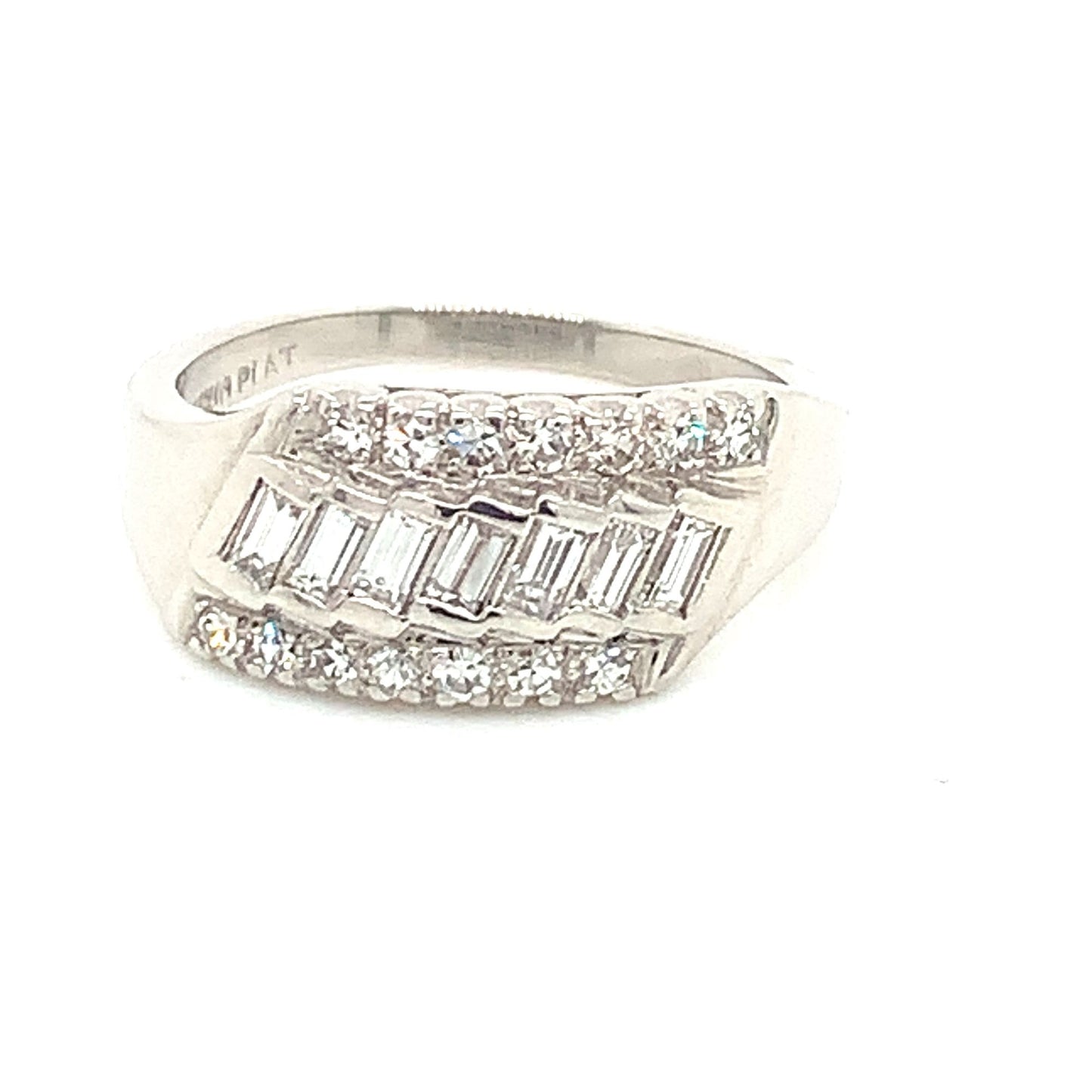 Platinum Round Baguette Ring