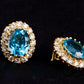 Antique Blue Topaz and Diamond Clip-On Earrings